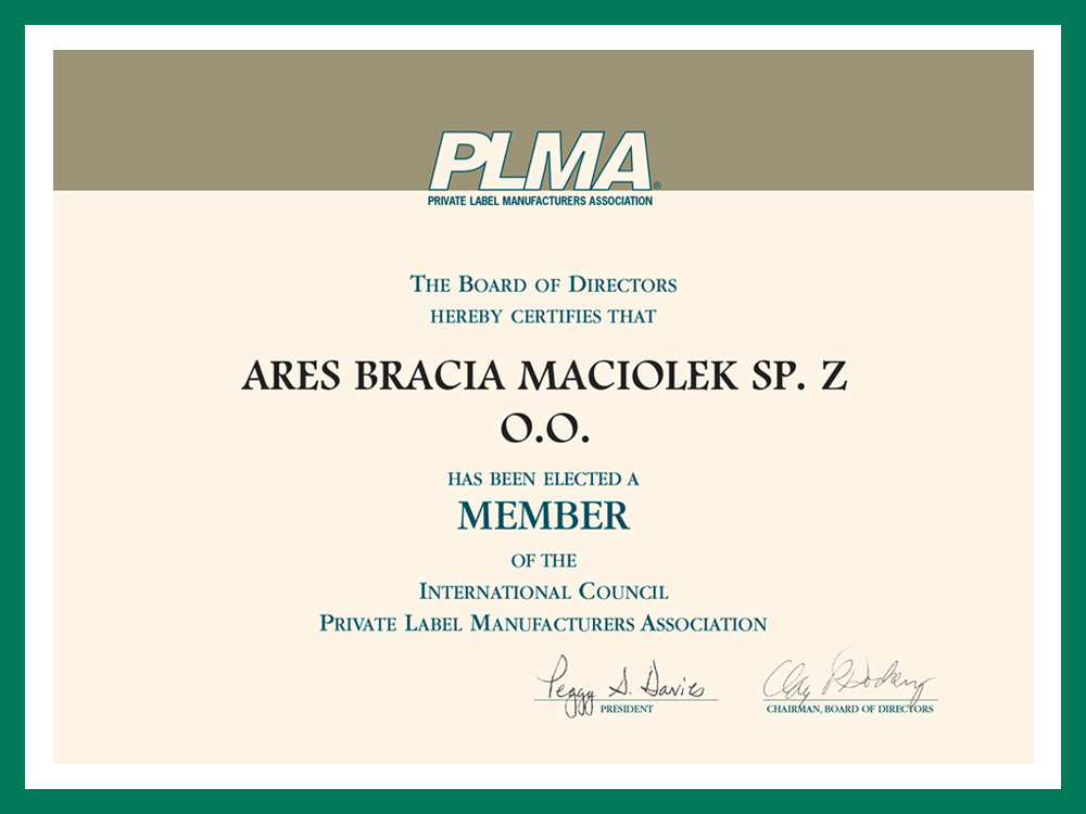 PLMA Certyfikat